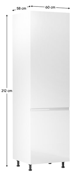 KONDELA Dulap pentru frigider, alb/alb luciu extra ridicat, de dreapta, AURORA D60ZL