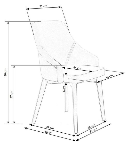 Scaun TOLEDO 2, gri/gri antracit, stofa catifelata/lemn, 57x56x86 cm