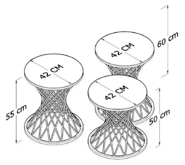 Set măsuță de cafea Homs – 3 bucăți – Negru & Gold