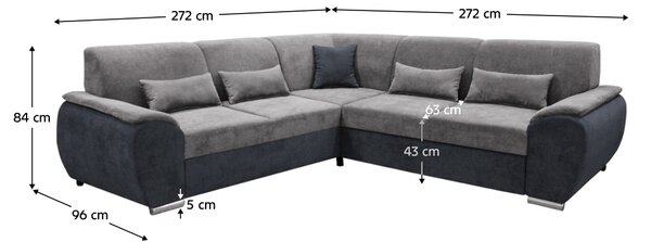 KONDELA Colţar, gri închis/gri, model dreapta, EMILY