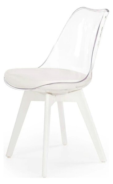 Scaun bucatarie K245, alb/transparent, piele ecologica/policarbonat, 4