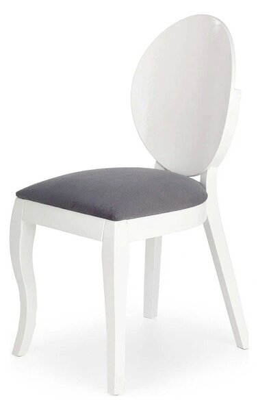 Scaun tapitat Verdi, gri/alb, stofa clasica/lemn de fag, 43X52X90 CM
