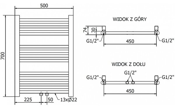 Încălzitor electric Mexen Mars 700x500mm 300W Aur lucios W110-0700-500-2300-50