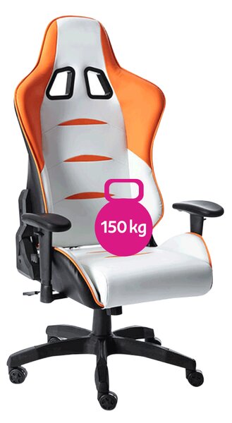 KONDELA Scaun de birou/joc, alb/portocaliu/negru, portanţă 150 kg, ASKARE