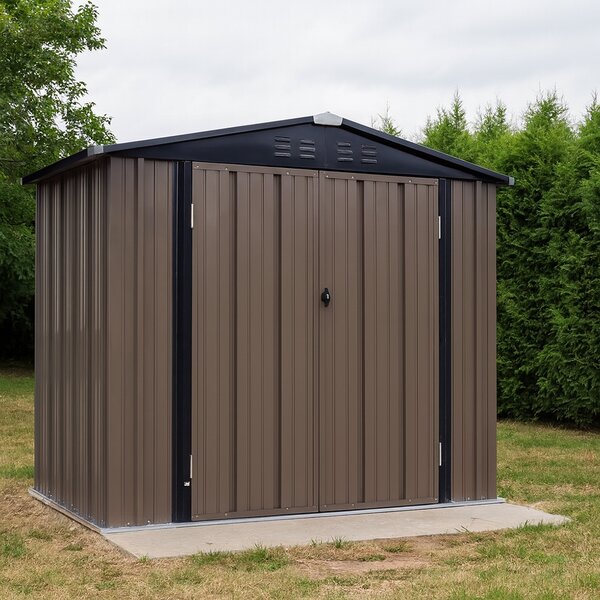 KONDELA Depozit grădină pentru scule din tablă, maro / antracit, 2x1,3 m, RADOL