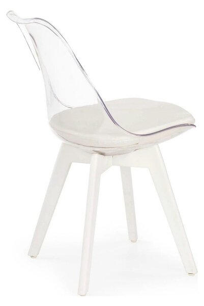 Scaun bucatarie K245, alb/transparent, piele ecologica/policarbonat, 4