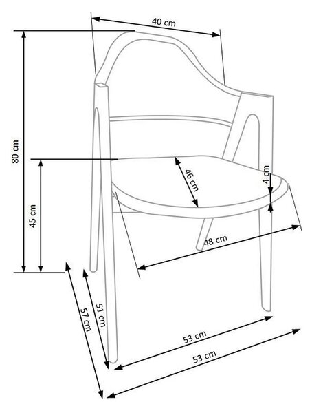 Scaun living piele ecologica K247, alb/stejar, metal, 51x51x80 cm