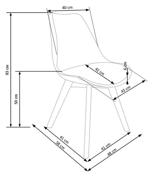 Scaun bucatarie K245, alb/transparent, piele ecologica/policarbonat, 4