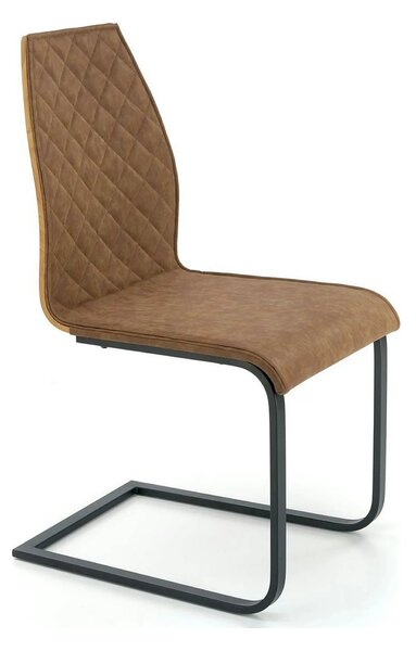 Scaun K265, maro/negru, piele ecologica/metal, 43x58x94 cm
