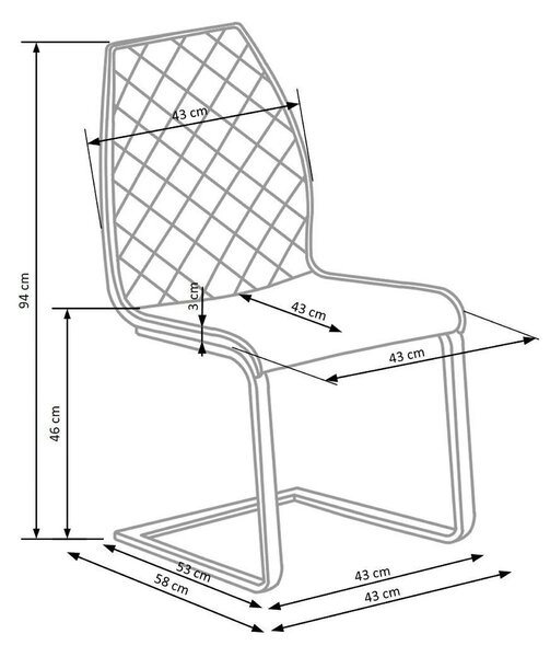 Scaun K265, maro/negru, piele ecologica/metal, 43x58x94 cm