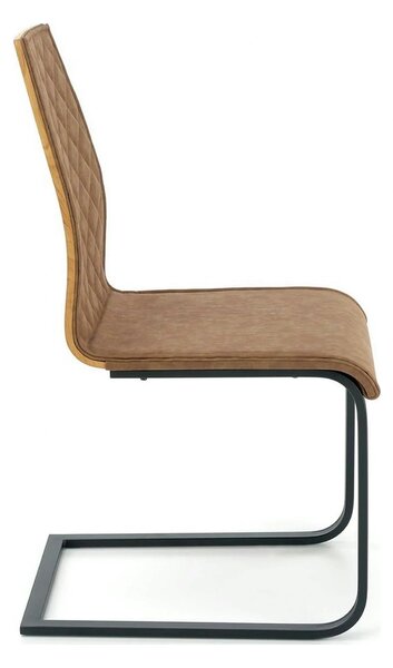 Scaun K265, maro/negru, piele ecologica/metal, 43x58x94 cm