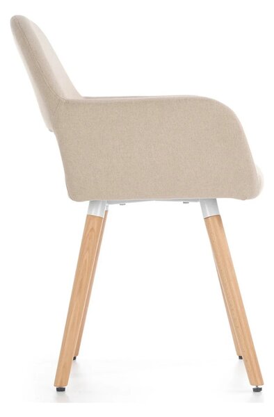 Scaun K283, bej/stejar, stofa clasica/lemn, 56X56X80 CM