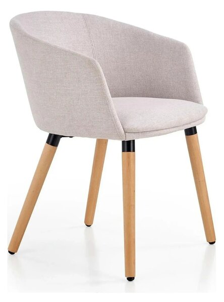 Scaun tapitat living K266, bej/stejar, stofa clasica/lemn, 56X56X72 CM
