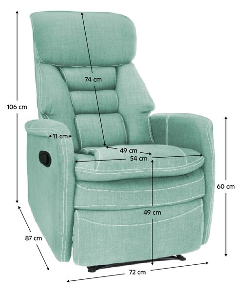 KONDELA Fotoliu pentru relaxare, material textil mentol, KOMFY