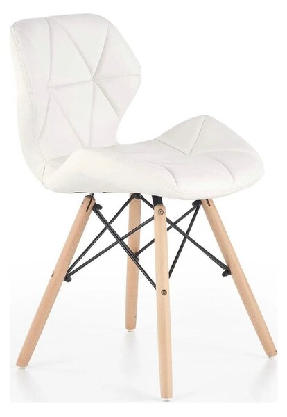 Scaune living K281, alb/stejar, piele ecologica/lemn, 48X51X74 CM