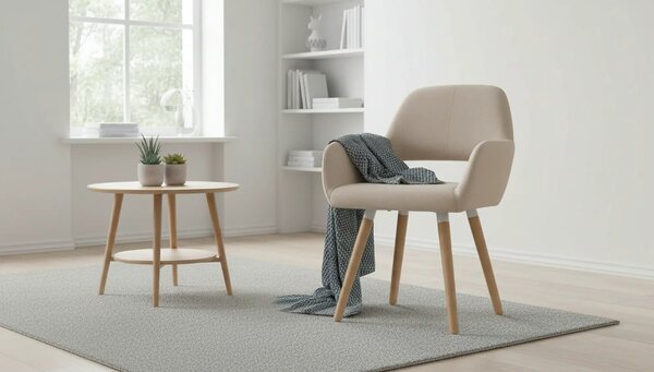 Scaun K283, bej/stejar, stofa clasica/lemn, 56X56X80 CM