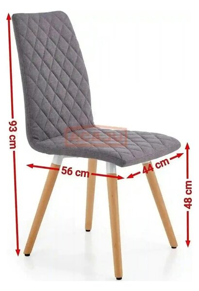 Scaun sufragerie K282, gri/stejar, stofa clasica/lemn, 44X56X93 CM