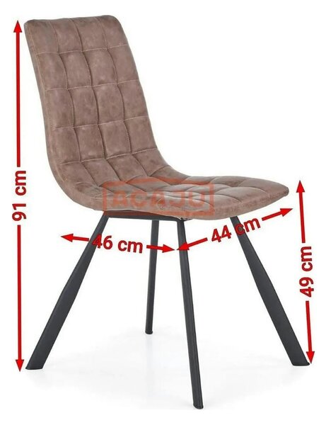 Scaun tapitat K280, maro/negru, piele ecologica/metal, 44x46x91 cm