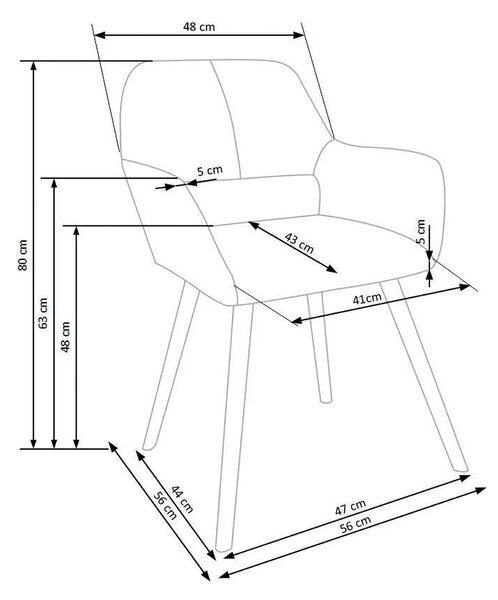 Scaun K283, bej/stejar, stofa clasica/lemn, 56X56X80 CM