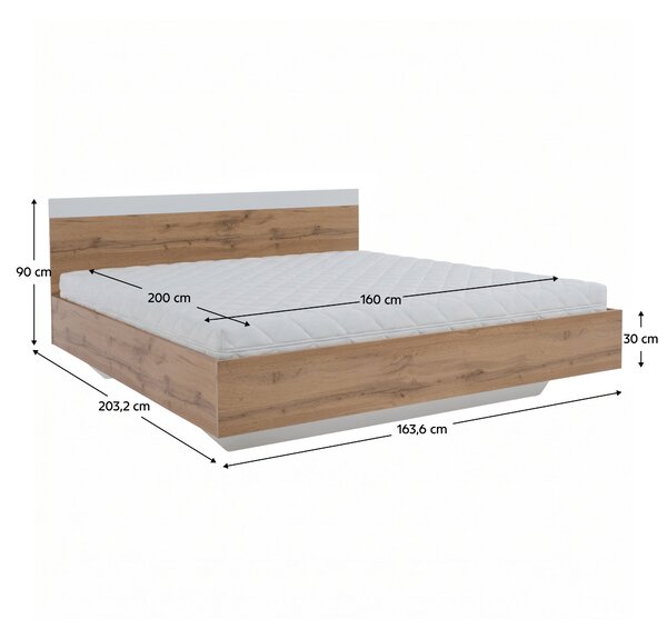 KONDELA Set dormitor (pat 160x200 cm), stejar wotan/alb, GABRIELA NEW