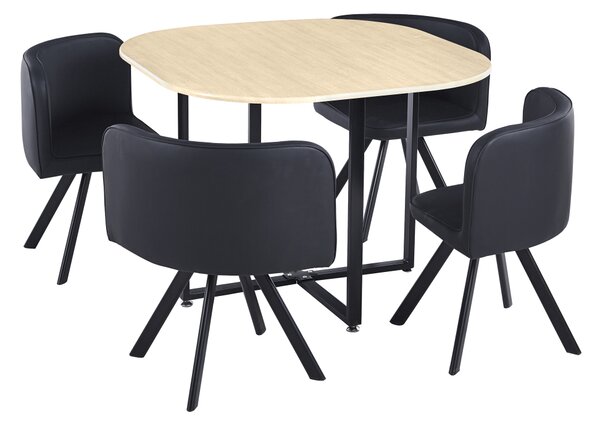 KONDELA Set de mobilier dining 1+4, stejar/negru, BEVIS NEW