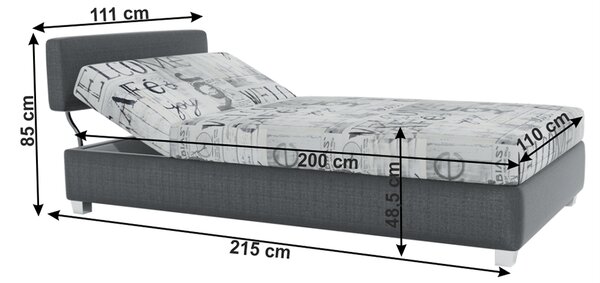 KONDELA Pat de zi poziţionabil, gri închis/model, DOMEN NEW