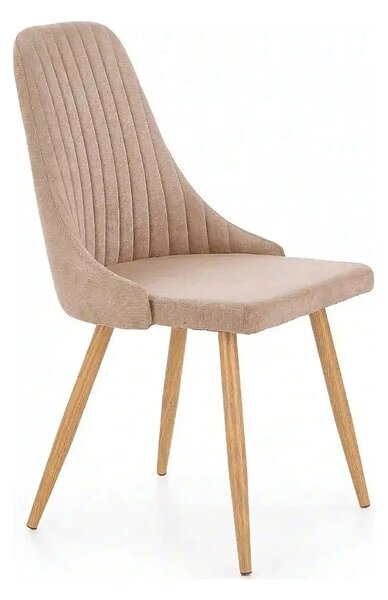 Scaun sufragerie K285, bej/stejar, stofa clasica/metal, 49X56X91 CM