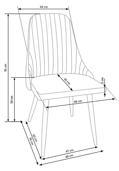 Scaun sufragerie K285, bej/stejar, stofa clasica/metal, 49X56X91 CM