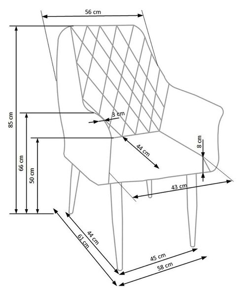Scaun tapitat K287, bej/stejar, 58x61x85 cm