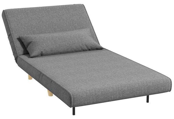 HOMCOM Fotoliu Pat 3 în 1 cu Spătar Reglabil pe 6 Nivele și Pernă, Canapea Pat Pliant, 94x78x80 cm, Gri | Aosom Romania