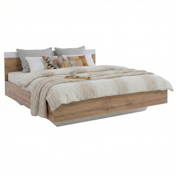 KONDELA Set dormitor (pat 160x200 cm), stejar wotan/alb, GABRIELA NEW