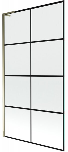 Mexen Next L, paravan de baie cu 1 aripa 100 x 150 cm, model sticla transparenta-negru de 6 mm, profil auriu lucios, 895-100-000-03-77-50