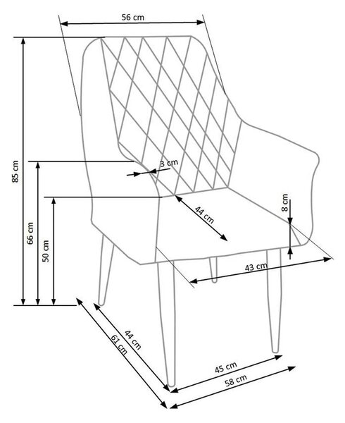 Scaun sufragerie K287, gri/stejar, 58x61x50 cm