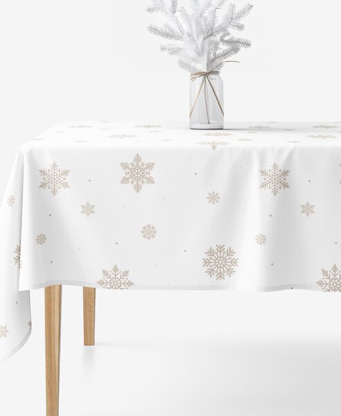 Goldea față de masă 100% bumbac - fulgi de zăpadă pe alb 140 x 220 cm