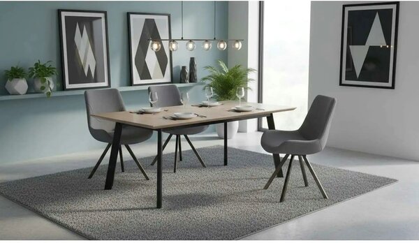 Scaun tapitat K290, gri/auriu antic, stofa clasica/metal, 56X59X86 CM