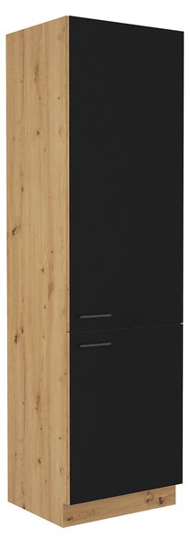 KONDELA Dulap pentru produse alimentare, negru mat / stejar artizan, MONRO 60 DK-210 2F