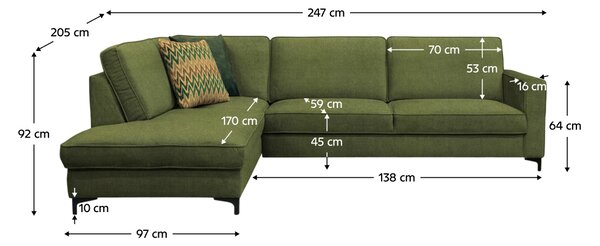 KONDELA Canapea extensibilă, culoare măslinie, stânga, ERMON ROH