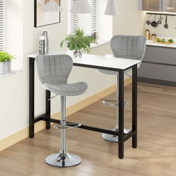 HOMCOM Set 2 Scaune de Bar Rotative cu Înălțime Reglabilă, Tetieră pentru Picioare și Spătar, 47x51,5x111,5 cm, Gri | Aosom Romania