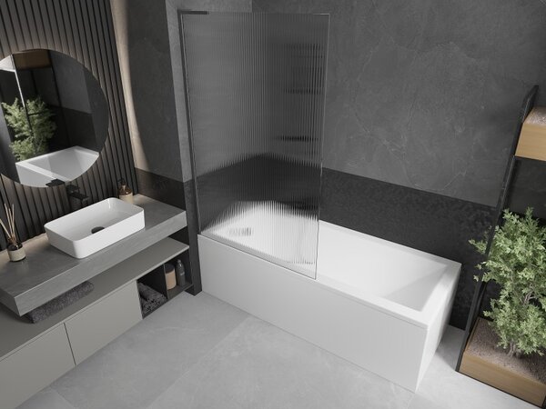 Mexen Next L, paravan de baie cu 1 aripă 100 x 150 cm, sticlă de 6 mm cu model nervuri, profil grafit, 895-100-000-03-09-66