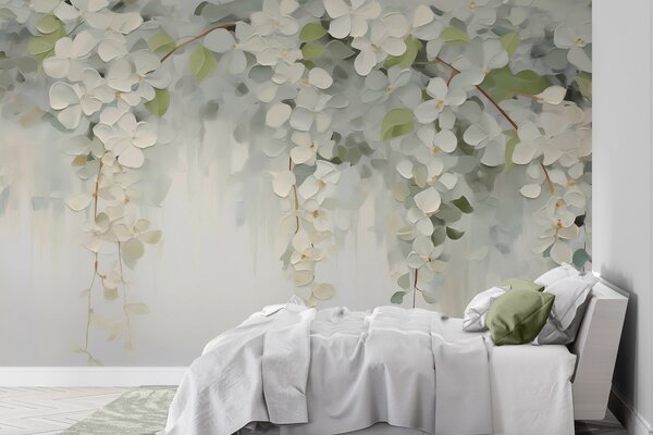 Tapet Tablou abstract cu flori suspendate, imitație, Imagini de fundal unice, w05641 : Uwalls.ro