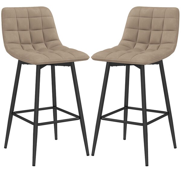 HOMCOM Scaune de bar nordic 84 cm maro din catifea si metal | Aosom Romania
