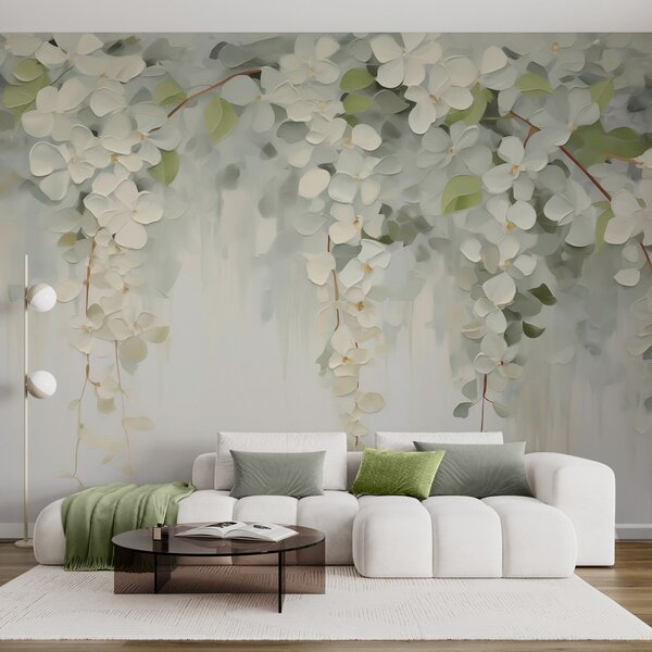 Tapet Tablou abstract cu flori suspendate, imitație, Imagini de fundal unice, w05641 : Uwalls.ro