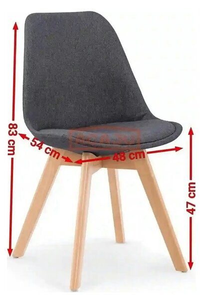 Scaun tapitat K303, gri deschis/stejar, stofa clasica/lemn, 48X54X83 C