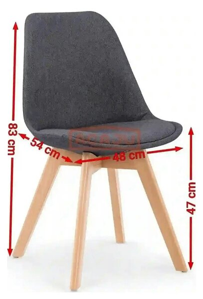 Scaun tapitat K303, verde inchis/stejar, stofa/lemn, 48X54X83 CM