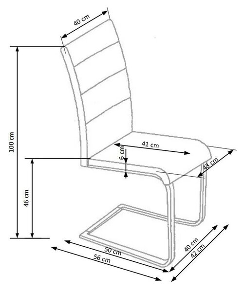 Scaun K85, gri/crom, piele ecologic/metal, 42x56x100 cm