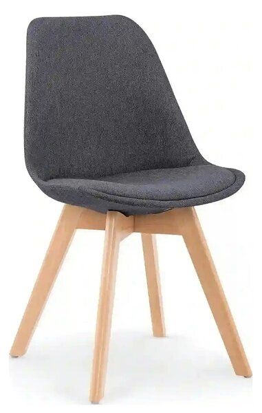 Scaun tapitat K303, gri inchis/negru, stofa/lemn, 48X54X83 CM