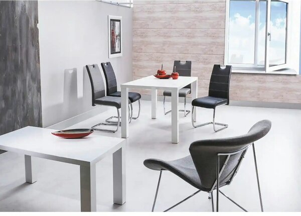 Scaun tapitat H260, maro/crom, piele ecologica/metal, 40X38X96 cm