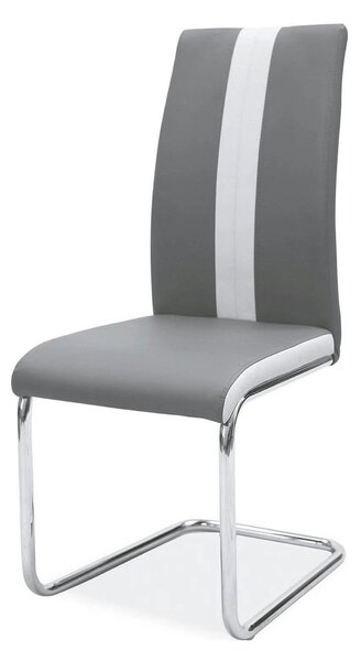 Scaun tapitat H200, gri/crom, piele ecologica/metal, 42X42X98 cm