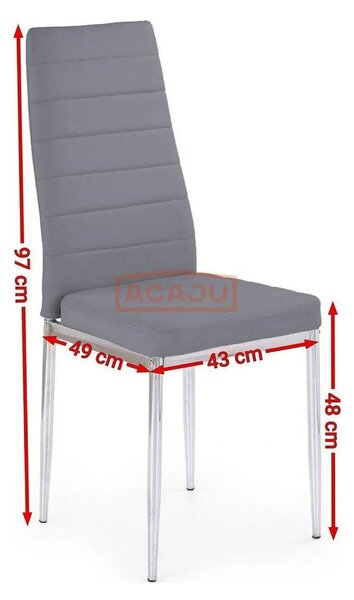 Scaun tapitat K70C, gri/crom, piele ecologica/metal, 43X49X97 CM