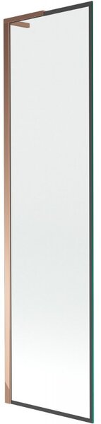 Mexen Next L, paravan de baie cu 1 aripă 50 x 150 cm, model sticlă transparentă-negru de 6 mm, profil auriu roz, 895-050-000-03-70-60